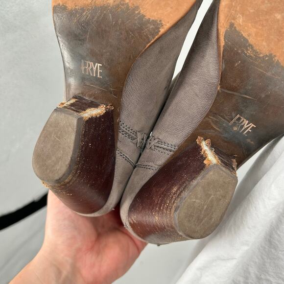 Frye Boots Womens 9.5M Reina Cutout Bootie Gray Nubuck Chunky Block Heel Western - Picture 10 of 10